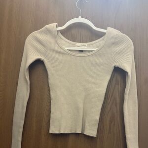 Target Beige Ribbed Long Sleeve Top